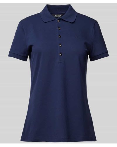 Lauren by Ralph Lauren Slim Fit Poloshirt mit Logo-Stitching Modell 'KIEWICK' - Blau