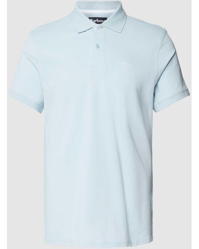 Barbour Slim Fit Poloshirt Met Labelstitching - Blauw