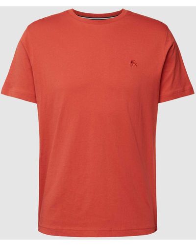 Lerros T-shirt Met Labelstitching - Rood