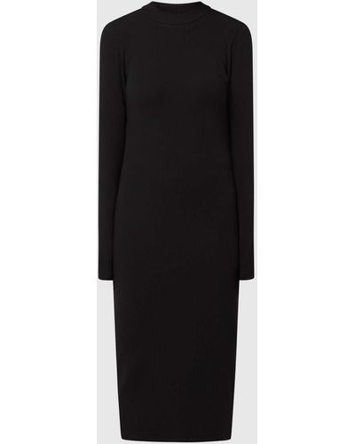 Minimum Midi-jurk Met Ribstructuur - Zwart