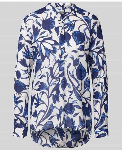 0039 Italy Bluse mit floralem Allover-Print Modell 'Janice' - Blau
