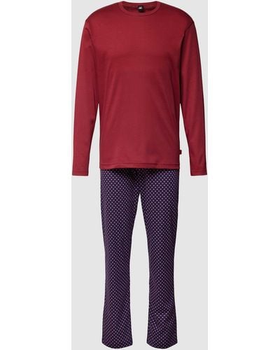 CALIDA Pyjama mit Rundhalsausschnitt Modell 'Relax Streamline' - Rot