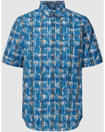Tom Tailor Regular Fit Vrijetijdsoverhemd Met All-over Motief - Blauw