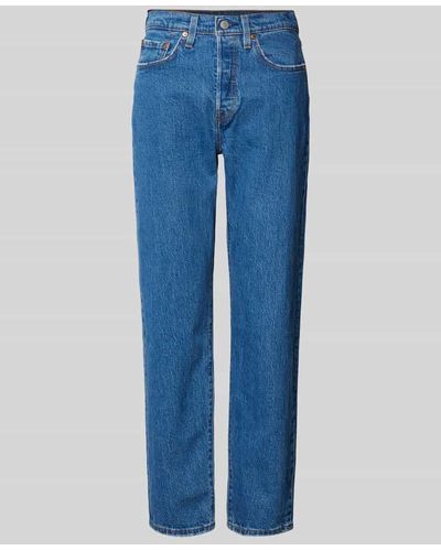 Levi's Regular Fit Jeans mit Gürtelschlaufen Modell '501 CROP JAZZ POP' - Blau