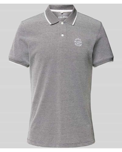 Blend Poloshirt mit Label-Stitching - Grau