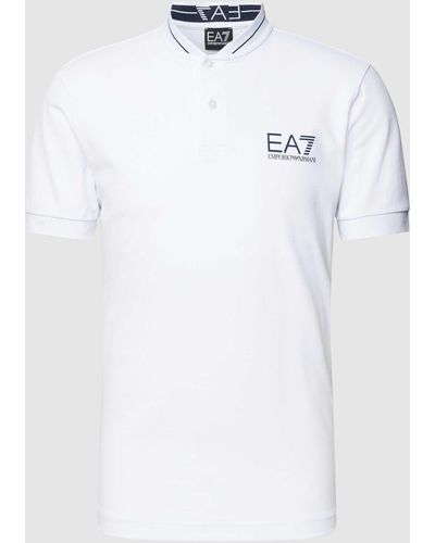EA7 Poloshirt Met Labeldetail - Wit