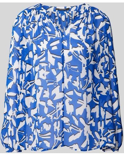 Comma, Blouse Met All-over Print - Blauw