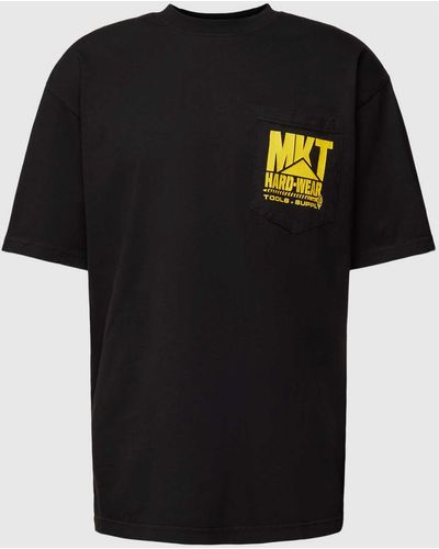 Market T-shirt Met Ronde Hals En Borstzak - Zwart