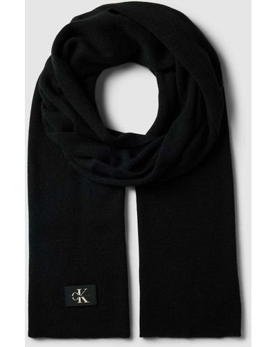 Calvin Klein Sjaal Met Wolgehalte - Zwart