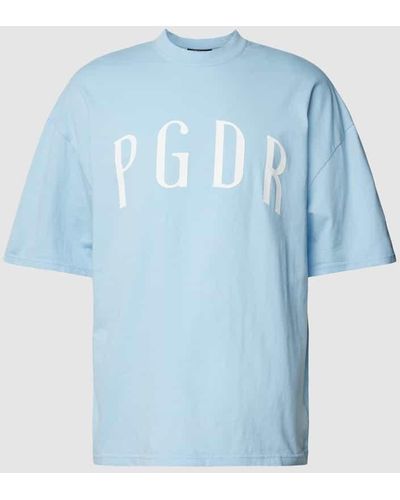 PEGADOR Oversized T-Shirt aus Baumwolle mit Label-Print Modell 'Vinta' - Blau