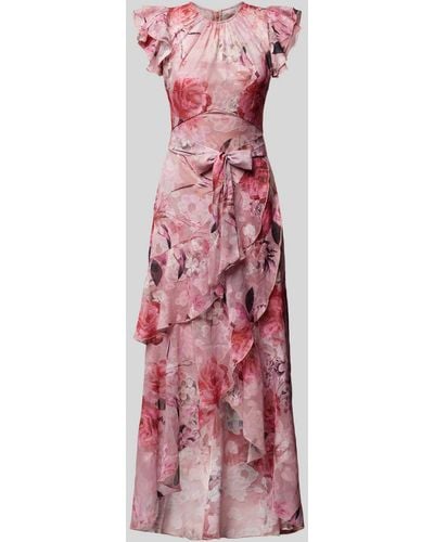 Lipsy Abendkleid mit floralem Muster und Volants - Pink