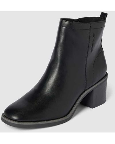 Tom Tailor Ankle Boots mit Reißverschluss und Label-Detail - Schwarz