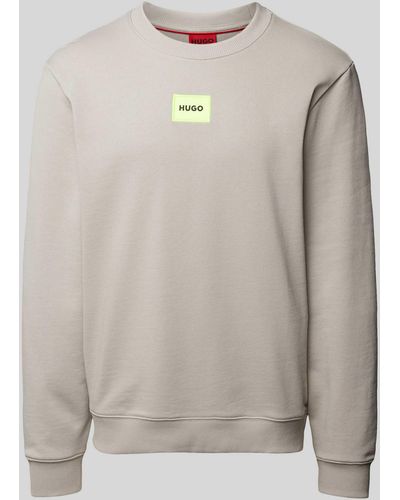 HUGO Sweatshirt mit Label-Patch - Grau
