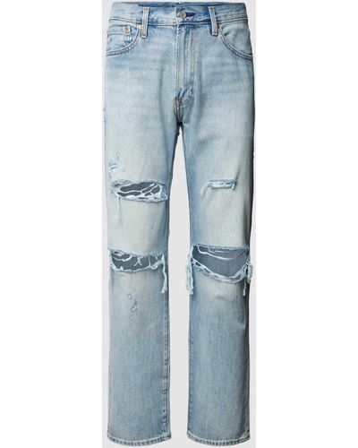 Levi's Straight Fit Jeans im Destroyed-Look Modell '512' - Blau