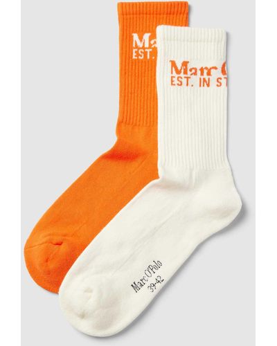 Marc O' Polo Socken mit Label-Print Modell 'Charlie' im 2er-Pack - Orange
