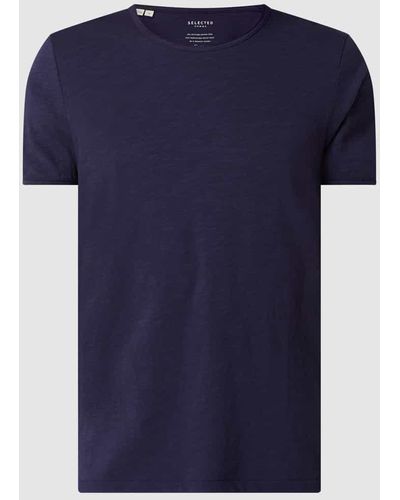 SELECTED T-Shirt mit Rundhalsausschnitt Modell 'Morgan' - Blau