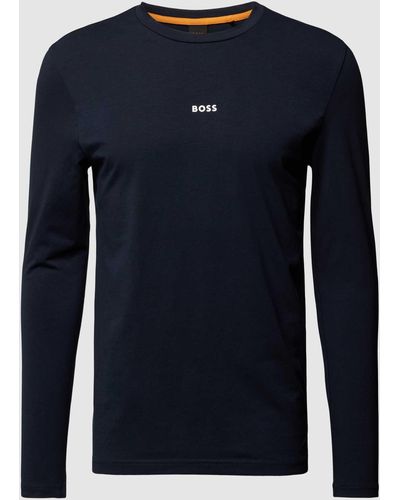 BOSS Shirt Met Lange Mouwen En Labelprint - Blauw