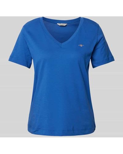 GANT T-Shirt mit V-Ausschnitt - Blau