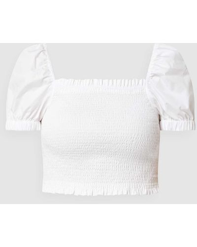 DKNY Cropped Blusenshirt mit Rüschen - Weiß