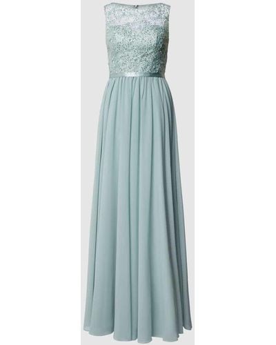 Luxuar Abendkleid mit floralem Stitching - Blau
