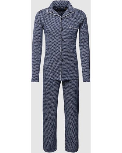 Polo Ralph Lauren Pyjama mit Allover-Muster Modell 'PIPING' - Blau