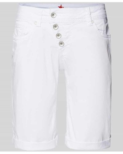 Buena Vista Straight Fit Jeansshorts mit asymmetrischer Knopfleiste - Weiß