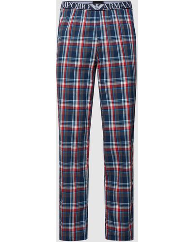Emporio Armani Pyjama-Hose mit Label-Details Modell 'YARN' - Blau