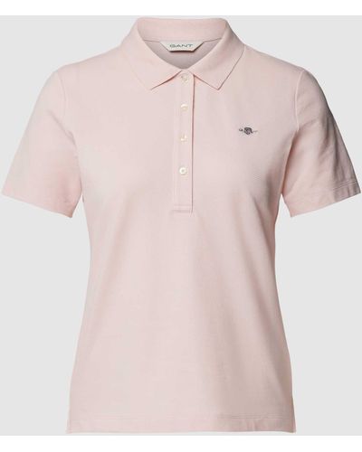 GANT Slim Fit Poloshirt Met Labelstitching - Roze