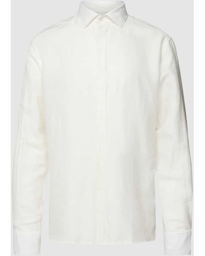 Eterna Premium Shirt mit Premium Leinen-Anteil Modell 'Kent' - Weiß