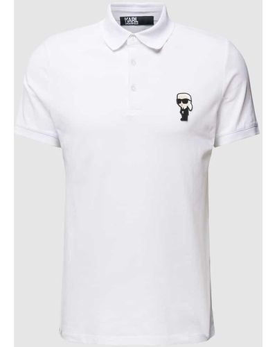 Karl Lagerfeld Regular Fit Poloshirt mit Label-Badge - Weiß