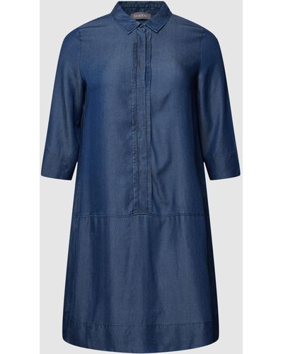 Samoon PLUS SIZE Jeanskleid mit Umlegekragen Modell 'POP SAFARI' - Blau