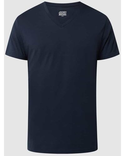 Jockey T-Shirt mit V-Ausschnitt - Blau
