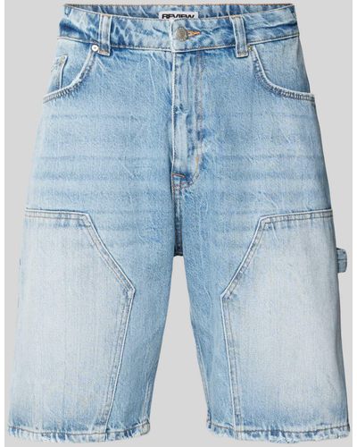 Review Jeansshorts im Used-Look - Blau