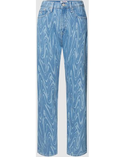 Tommy Hilfiger Straight Fit Jeans Met Labelstitching - Blauw
