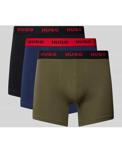 HUGO Trunks mit elastischem Logo-Bund im 3er-Pack - Grün