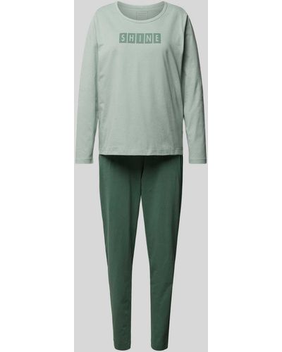 Seidensticker Pyjama mit Statement-Print - Grün
