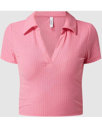 ONLY Kort Shirt Met Polokraag - Roze