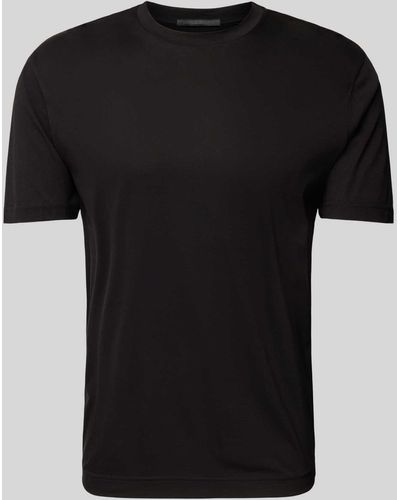 DRYKORN T-Shirt mit geripptem Rundhalsausschnitt Modell 'GILBERD' - Schwarz