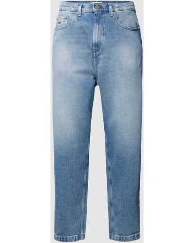 Tommy Hilfiger Loose Tapered Fit Jeans Met Labelstitching - Blauw