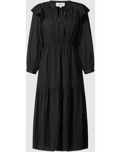 Ba&sh Midi-jurk Met Contrastboorden, Model 'madness' - Zwart