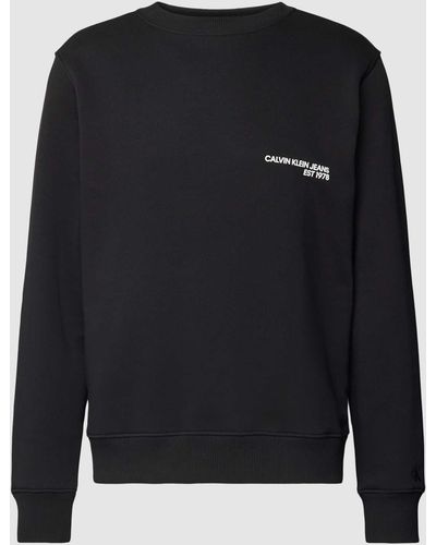 Calvin Klein Sweatshirt mit Label-Motiv-Print auf der Rückseite Modell 'CK SPRAY' - Schwarz
