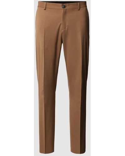 SELECTED Slim Fit Anzughose mit Bügelfalten Modell 'LIAM' - Braun