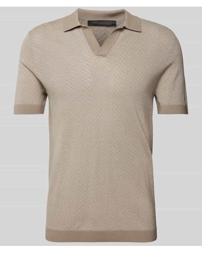 DRYKORN Slim Fit Poloshirt mit Fischgrat-Dessin Modell 'BRAIAN' - Natur