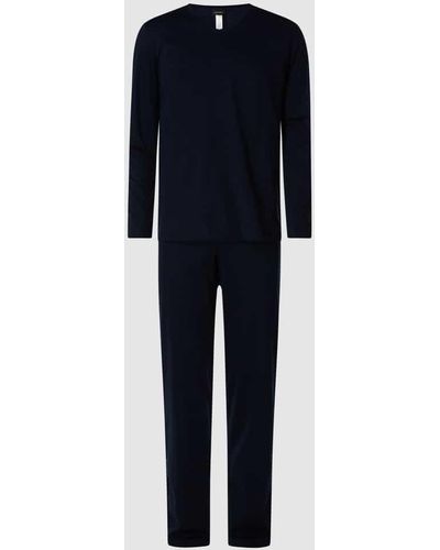 Hanro Pyjama aus merzerisierter Baumwolle - Blau