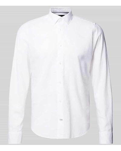 Joop! Slim Fit Business-Hemd in unifarbenem Design - Weiß