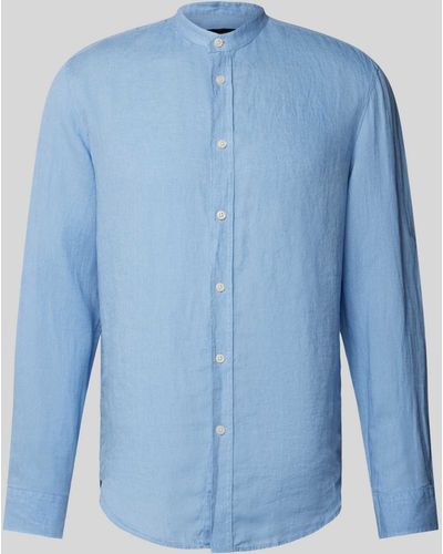 DRYKORN Regular Fit Linnen Overhemd Met Opstaande Kraag - Blauw