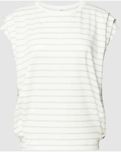 Brax T-Shirt mit Streifenmuster Modell 'CAELEN' - Weiß