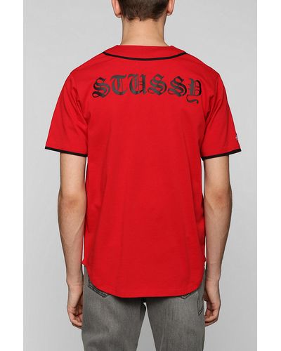 Stussy S Baseball Jersey Tee - Red