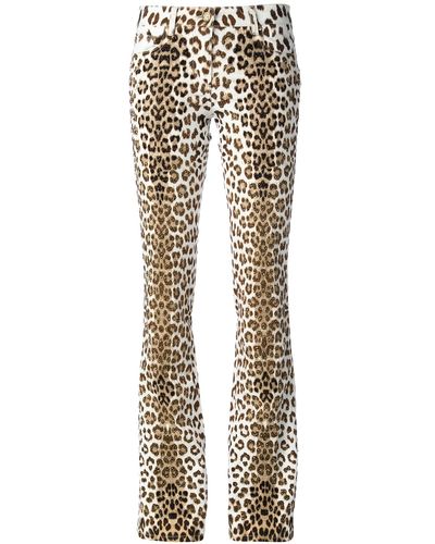 Roberto Cavalli Leopard Print Bootcut Jeans - White