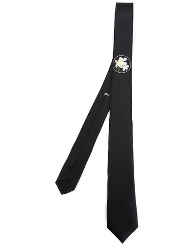 Dior Small Flower Print Tie - Black